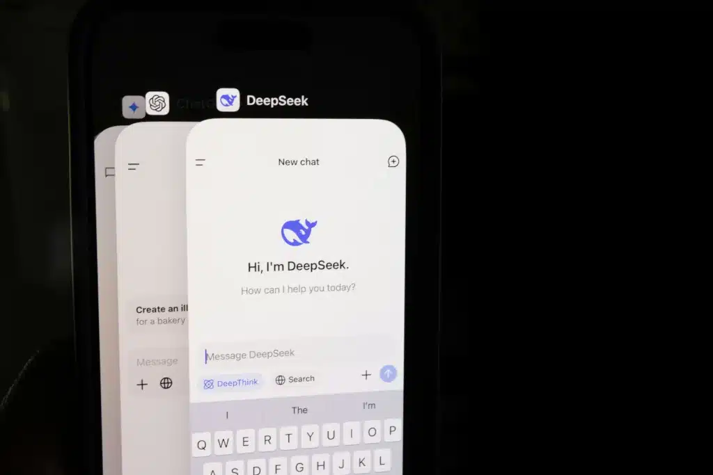 Deepseek AI mobile application on an iPhone (currently switching to OpenAI ChatGPT or Google Gemini