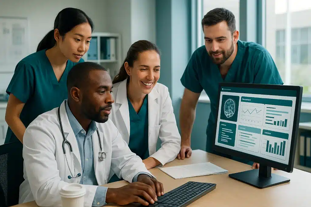 Humans, AI collaborating