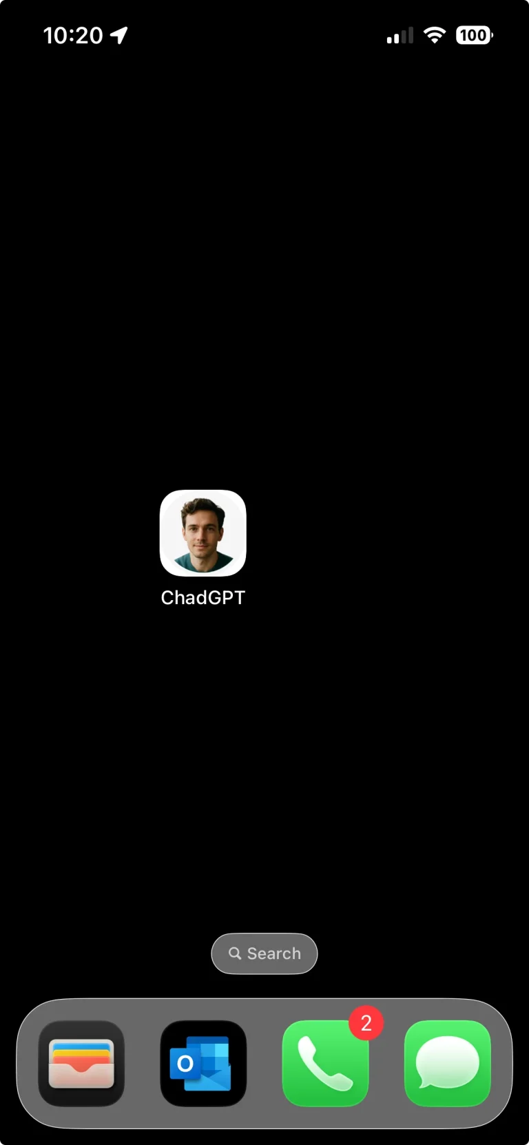 ChadGPT Installed on Mobile (iPhone)